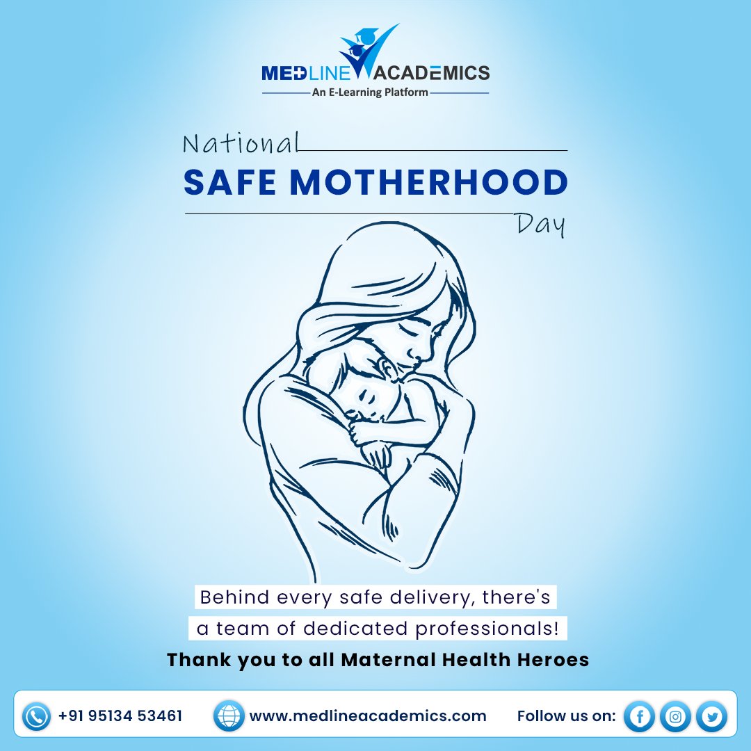 Today, on National Safe Motherhood Day, let's honor the strength and resilience of all mothers. 

Visit: medlineacademics.com 

#NationalSafeMotherhoodDay #SafeMotherhoodDay #SupportMothers #ReproductiveMedicine #FellowshipInReproductiveMedicine #MaternalHealth