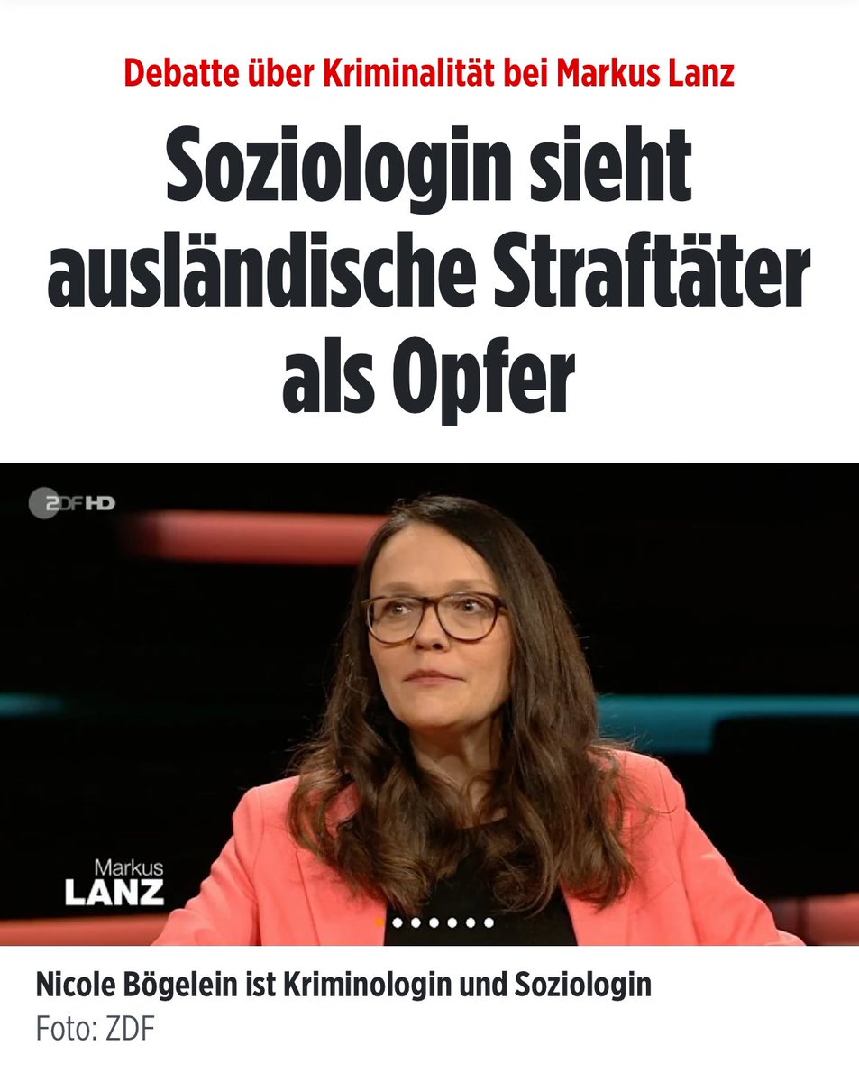 Debatte bei #Lanz Soziologin sieht ausländische Straftäter als Opfer. Es hat keine 2 Tage nach der Veröffentlichung der #PKS2023 gedauert, bis die erste „Expertin“ die Täter zu Opfern erklären durfte. Welche katastrophalen Folgen solche Aussagen für die Integration von…