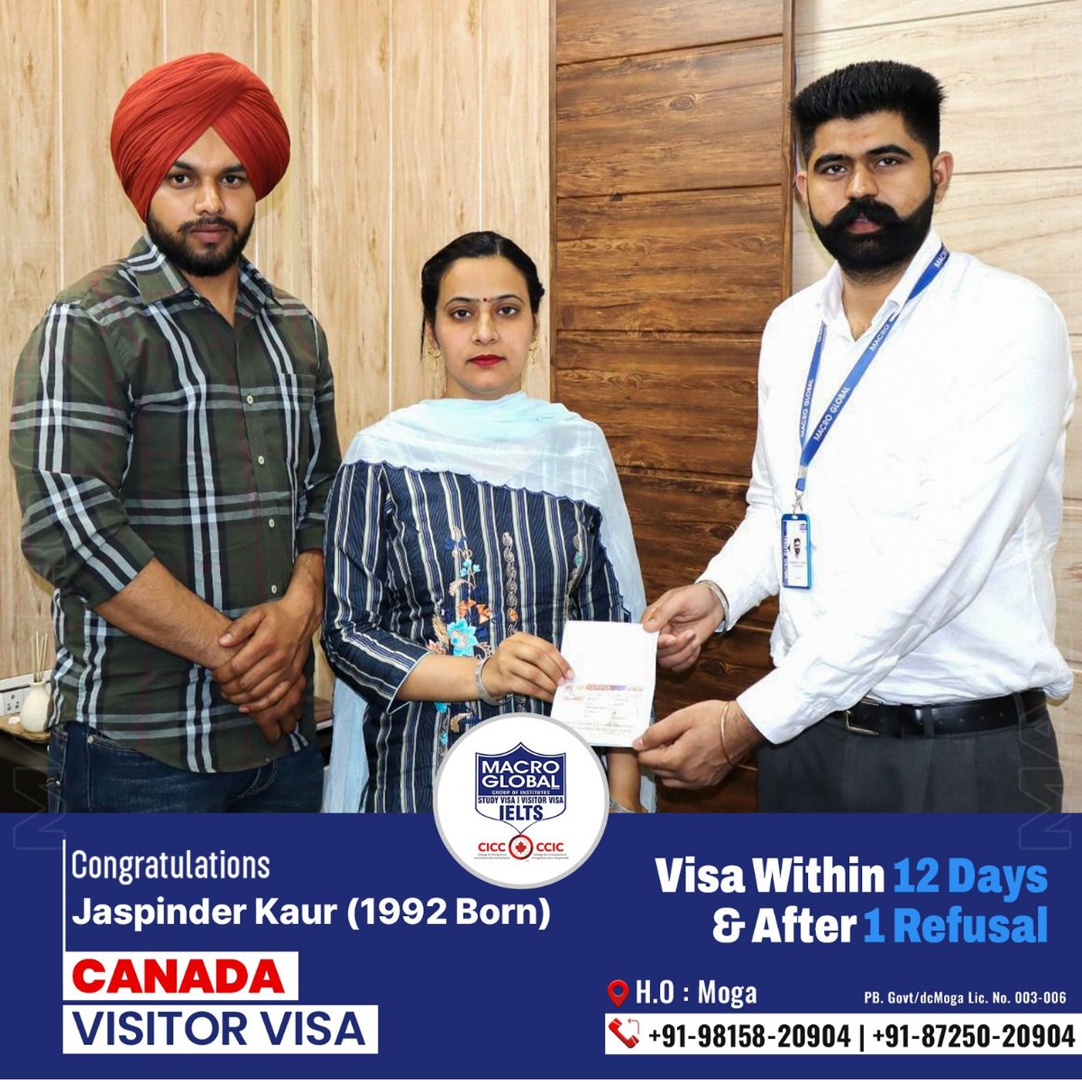 Jaspinder Kaur overcame a previous 1 refusal and secured her Canadian visitor visa in just 12 days 🇨🇦

#MacroGlobal #GurmilapSinghDalla #Canada #Canadastudyvisa #canadaopenworkpermit #spousevisa #Visitorvisa #Visa #IELTS #Immigration #immigrationlawyer #Moga