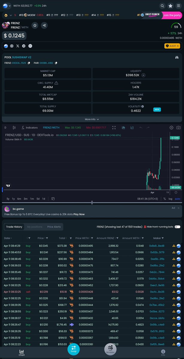 FrenZ, <a href="/FrenZToken/">FrenZ</a> is doing something that has never been done before in crypto. First token to have Shill2Earn. Same way $GMT started Move2Earn $FrenZ is pioneering Shill2Earn. Join us Frenz