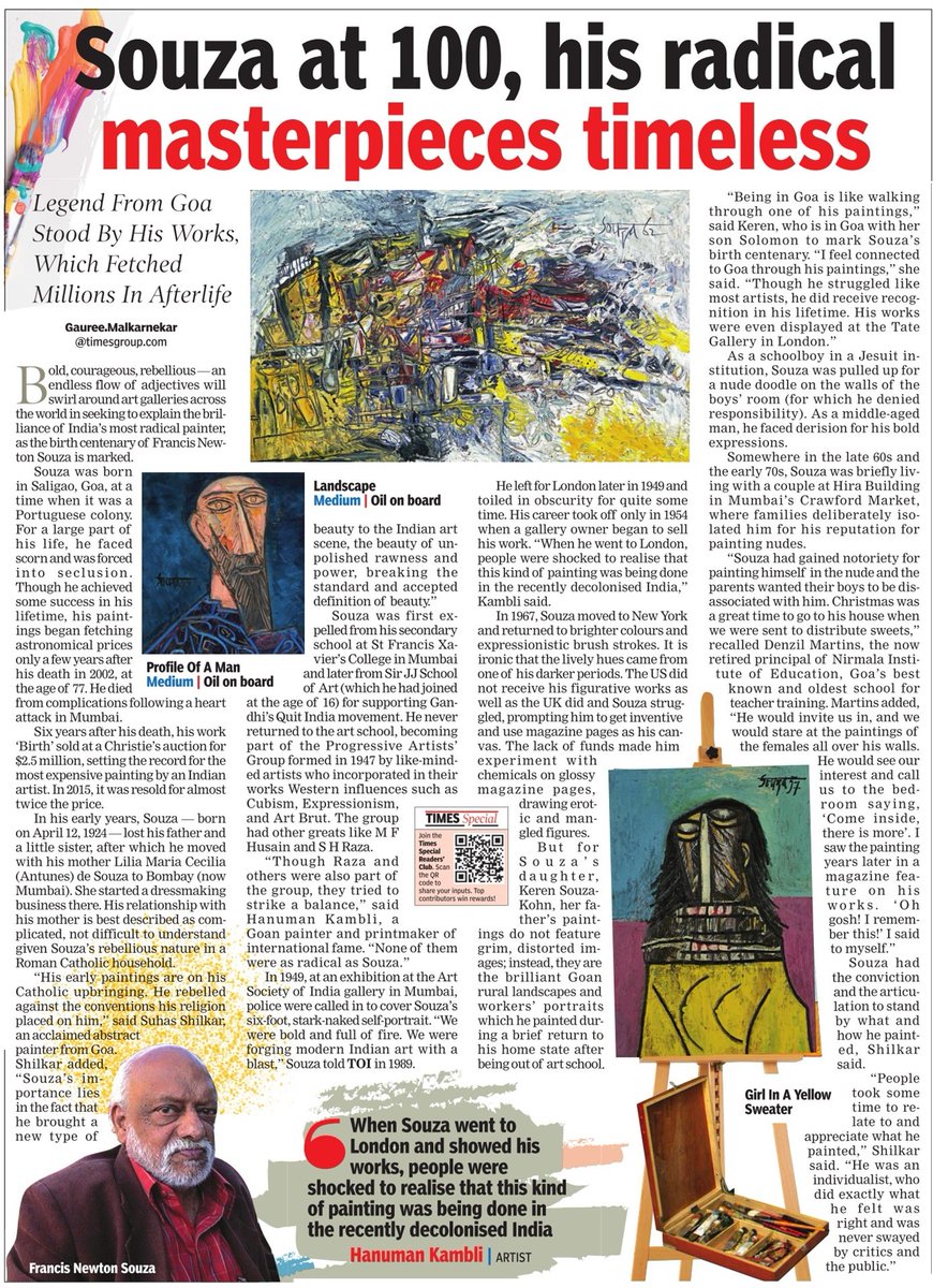 Bold, courageous, rebellious, in short that was F N Souza, India's most radical painter. On his birth anniversary, we look at life and times of the artist, who was born in #Goa. In Souza's words: 'We were bold and full of fire. We were forging modern Indian art with a blast.'