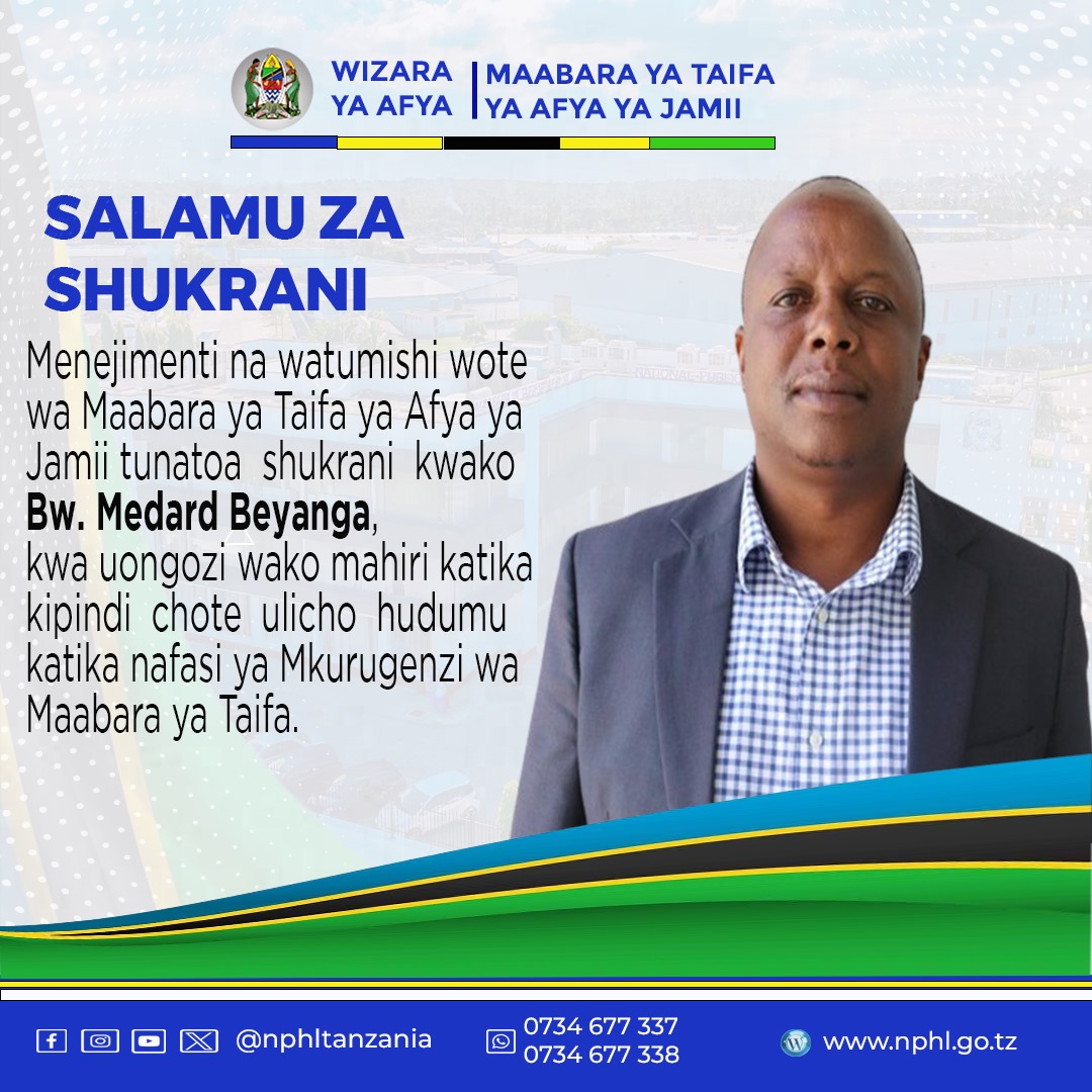 nphltanzania's tweet photo. Salamu za Shukrani! @wizara_afyatz @MsdTanzania @tmda_tanzania https://t.co/3gkCkOElHO