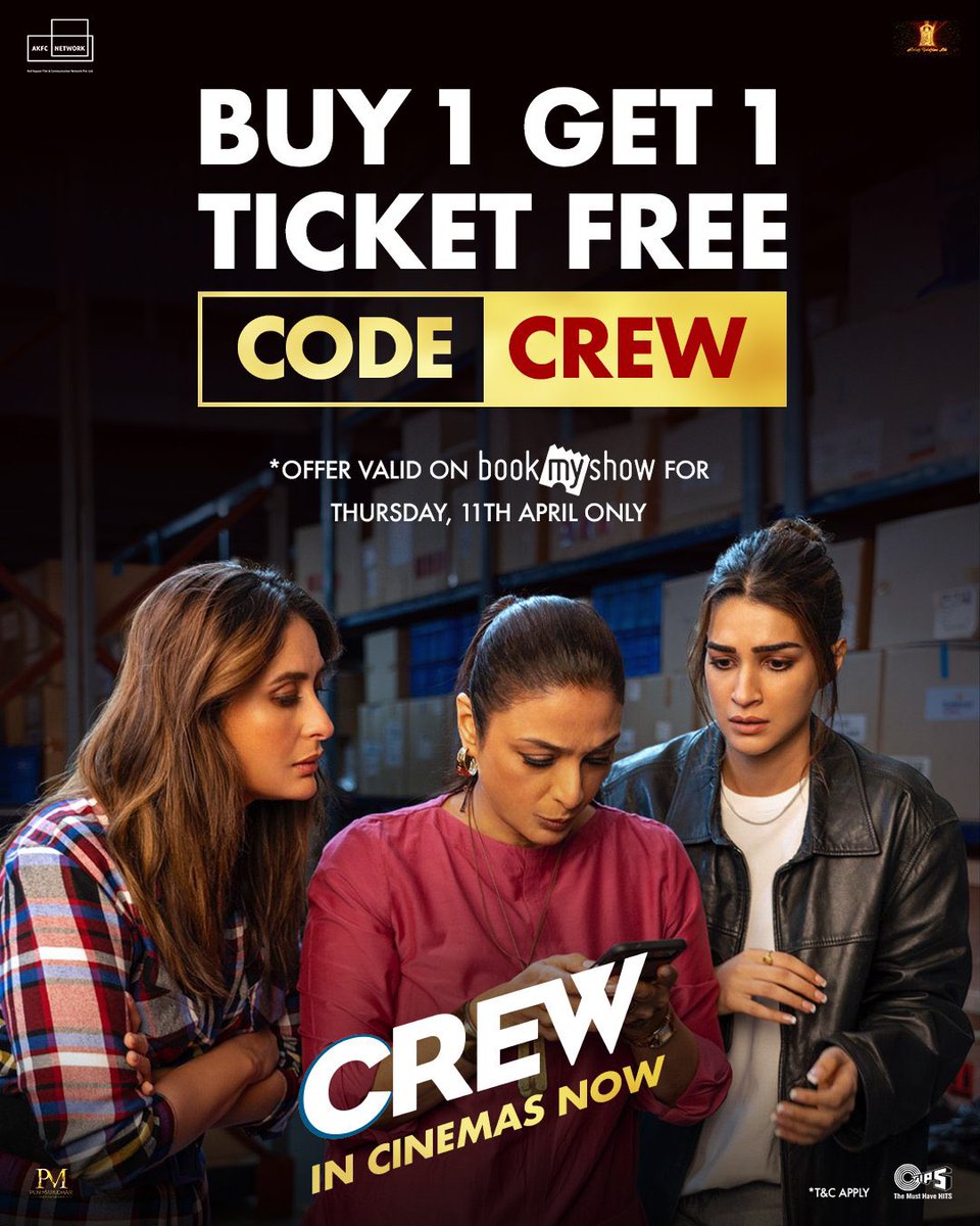 #Crew comes with BOGO offer just for today. Smart move! #Tabu #KareenaKapoorKhan #KritiSanon