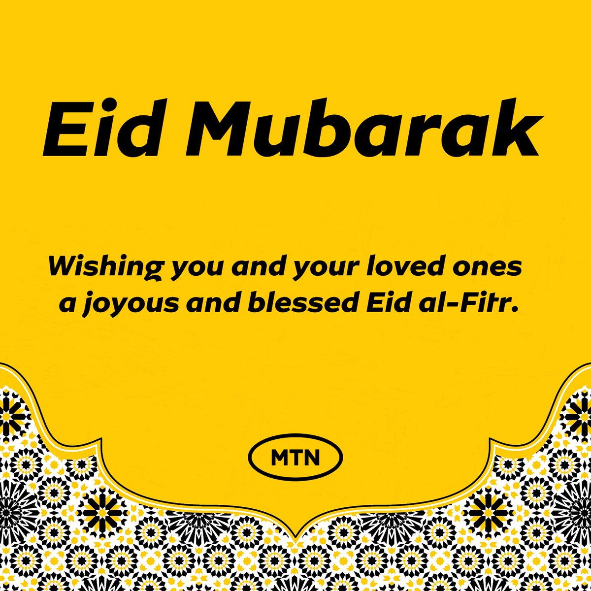 Eid Mubarak! May this joyous occasion fill your hearts with peace, happiness, and blessings. MTN Group would like to wish you and your loved ones a wonderful celebration filled with love and joy. #DoingGoodTogether