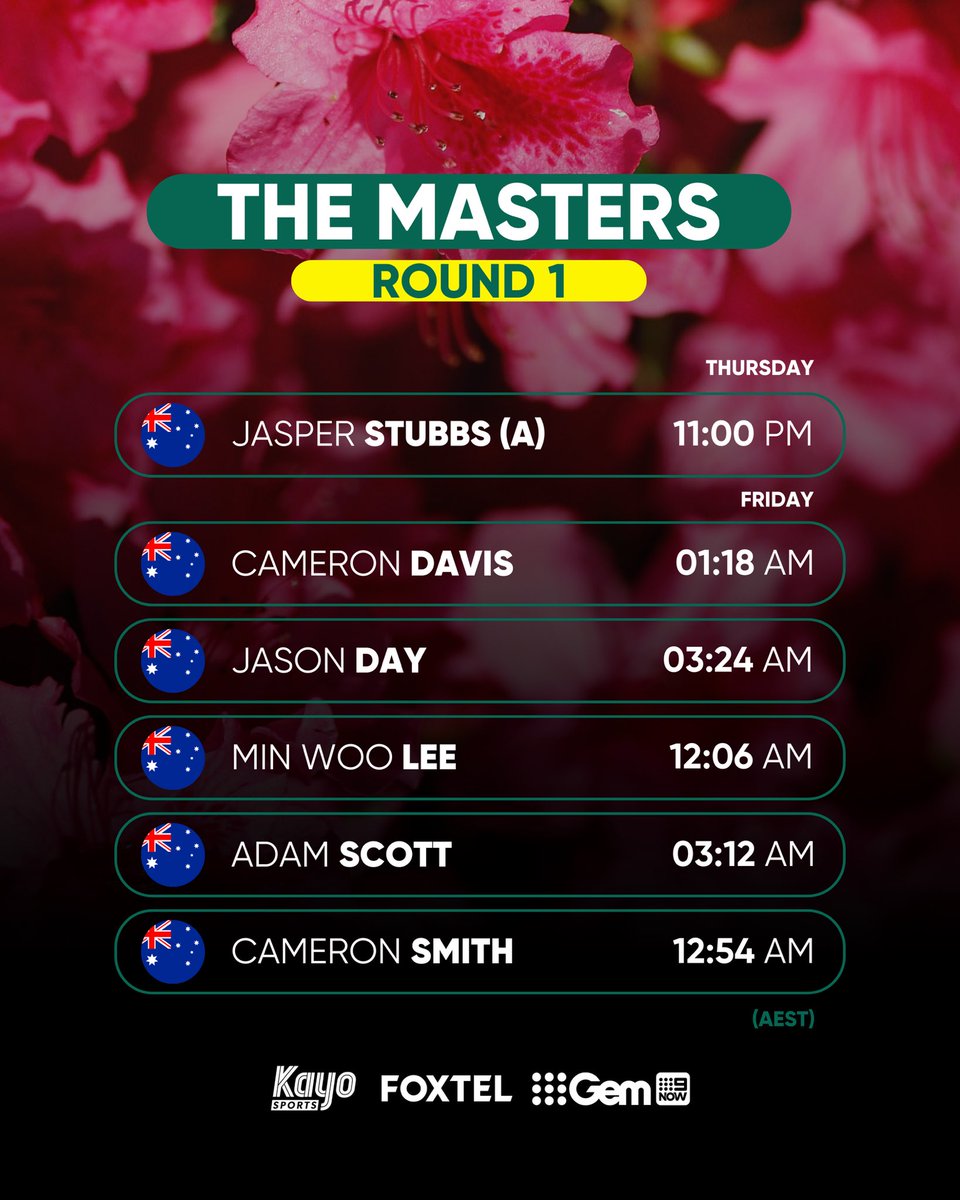 Clear your sleep schedule, #themasters begins tonight 😍 Live on @FOXSportsAUS and @wwos, available on @Foxtel and @kayosports: bit.ly/3Q38Ihi