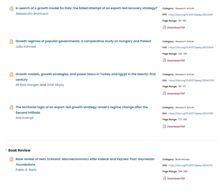 The EJEEP special issue on ‘Frontiers in Growth Regimes Research II: Country Cases’ is out now. Since EJEEP is an open access journal, all contributions are freely downloadable here: elgaronline.com/view/journals/….