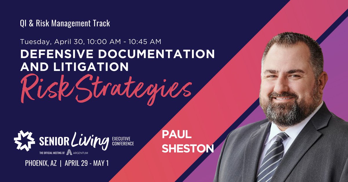 Join the QI & Risk Management track during #SLEC2024 in PHX 4/29 -5/1.
Paul Sheston will cite real jury trials. #Litigation #SeniorLiving #AssistedLiving #SkilledNursing #MemoryCare #SeniorHousing
See all the sessions in this track at bit.ly/4aK8eol.