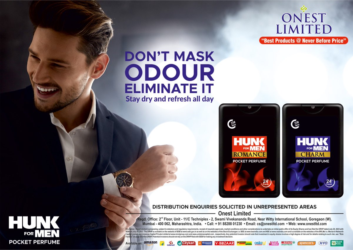 HUNK FOR MEN
Stay fresh on the go with our pocket-sized scent companion for men. Wherever you wander, make an impression that lingers.
Available in 17ml

#onestlimited #onest #onesteasylife #easylife #hunk #hunkformen #pocketperfume #pocketperfumeformen #fragrance #menscare #fmcg