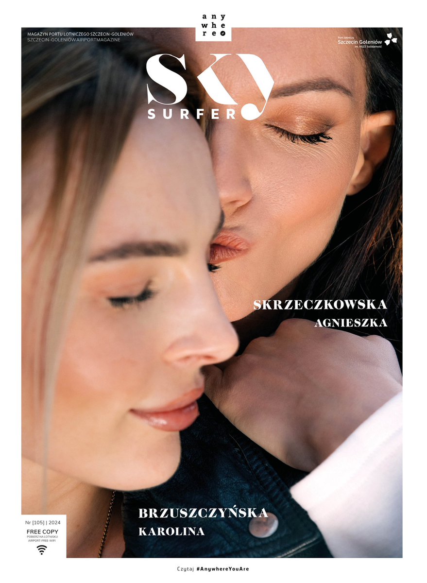 #AnywhereIssue 
Ślemy Wam buziaki niczym Aga swojej ukochanej Karolinie ❤️ Prezentujemy Wam kolejną okładkę magazynu, którą tym razem przygotowaliśmy dla @SzczecinAirport ✈️ Miłość aż unosi się w powietrzu! ▶️  tiny.pl/drtn9

#rowność #lgbtq
#foto D. Scheibinger