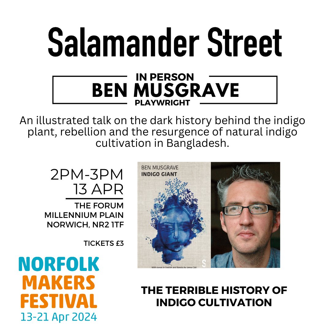 Ben Musgrave talks about the history of indigo cultivation - and his new play Indigo Giant. Visit norfolkmakersfestival.co.uk/events/indigo-… buy the play here: salamanderstreet.com/product/indigo…