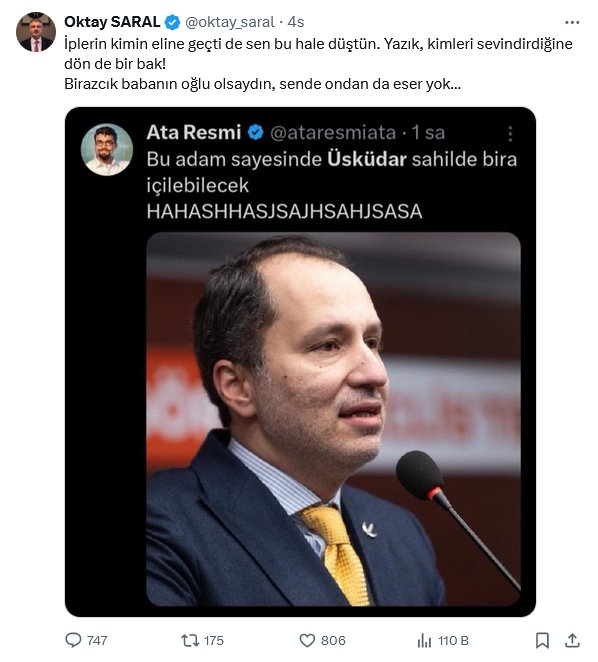 Google Oktay Saral yazdığınızda karşınıza Cumhurbaşkanı Başdanışmanı çıkıyor. Sn. @RTErdogan 'a soruyorum: Bu zekaya ne danışıyorsunuz çok merak ettim? 🤔 Kurumların ve sıfatların ırzına geçen liyakatsız insanlardan tiksiniyorum‼️🤮