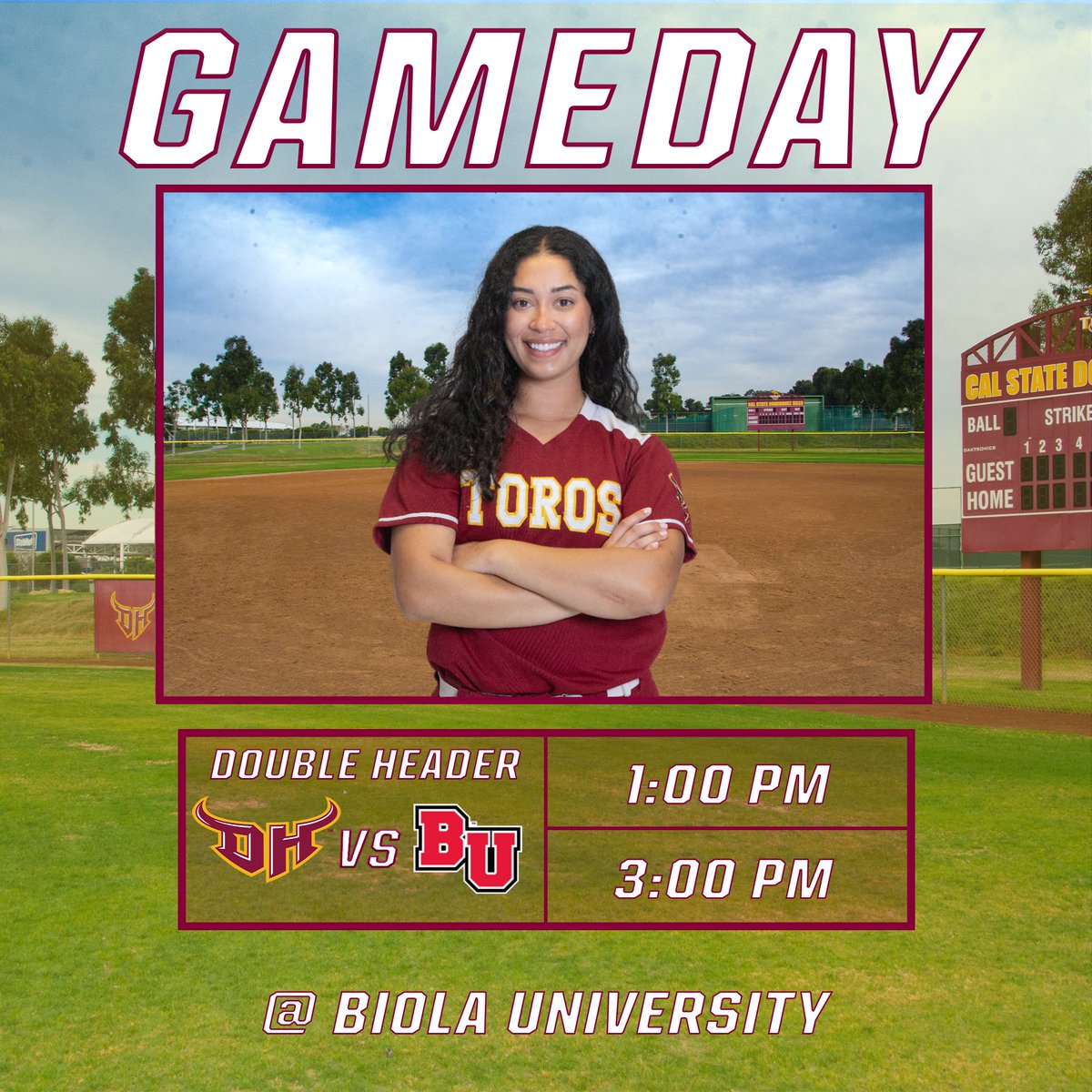 Gameday! @CSUDHsoftball opens their series against Biola University in a doubleheader today on the road. ⏰: 1 pm & 3 pm 📍: La Mirada, CA 📺: ccaanetwork.com 📊: bit.ly/3vLOiSE
