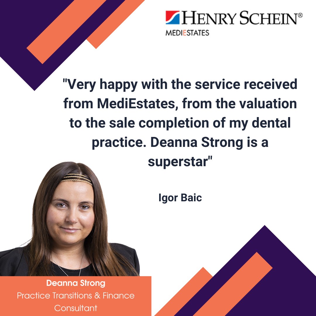 HSDPSales's tweet photo. "Very happy with the service received from MediEstates." Igor Baic

Are you looking to sell your dental practice? Contact our team today to discover why practice owners love to work with Henry Schein MediEstates: https://t.co/LaNngSmf2e https://t.co/GR6tC0r2xv