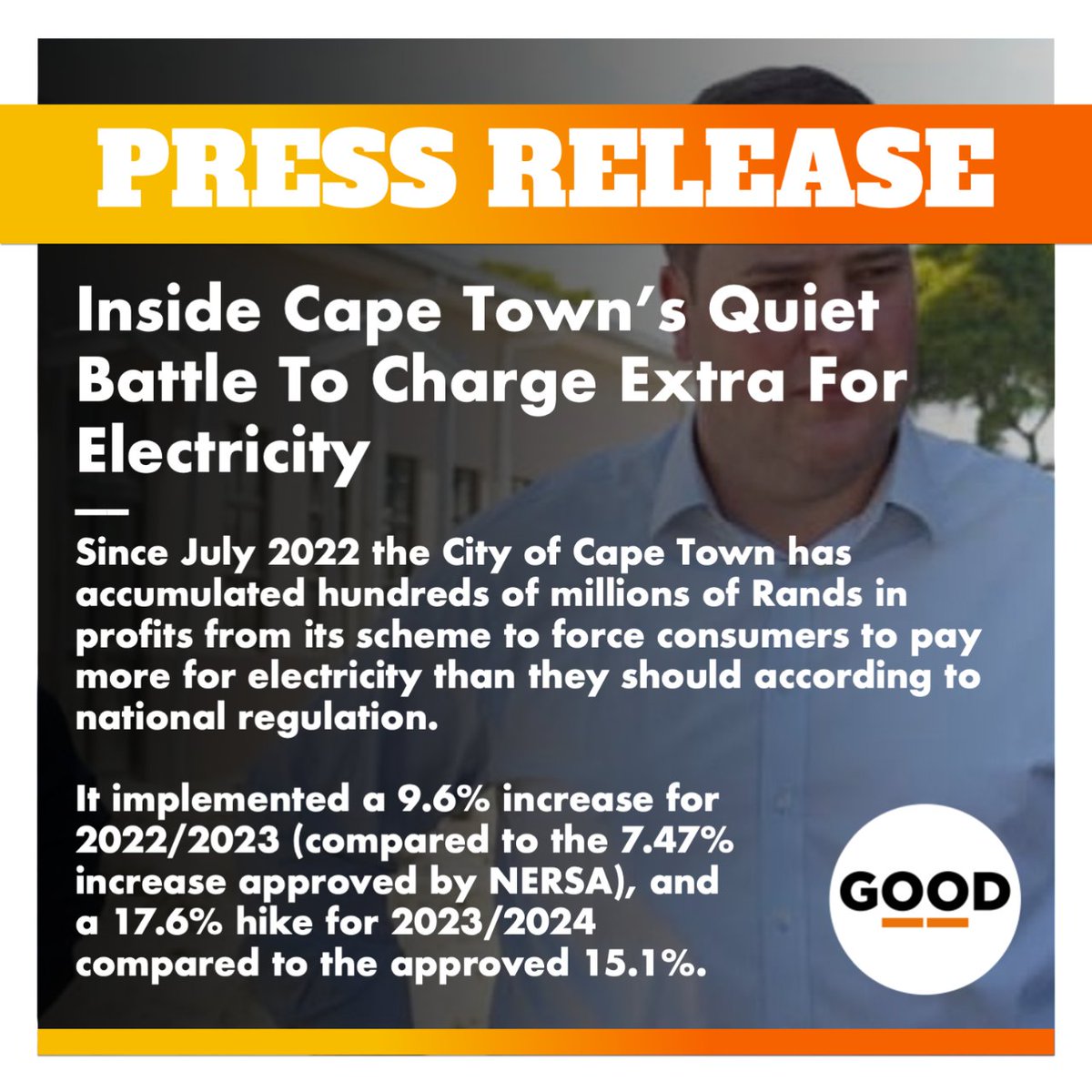 For the past two years the City has been quietly litigating, at ratepayers’ expense, against NERSA for court permission to ignore the nationally regulated tariff.  Consumers are funding the City’s case to be able to charge them extra! PRESS RELEASE: i.mtr.cool/qflksirdru