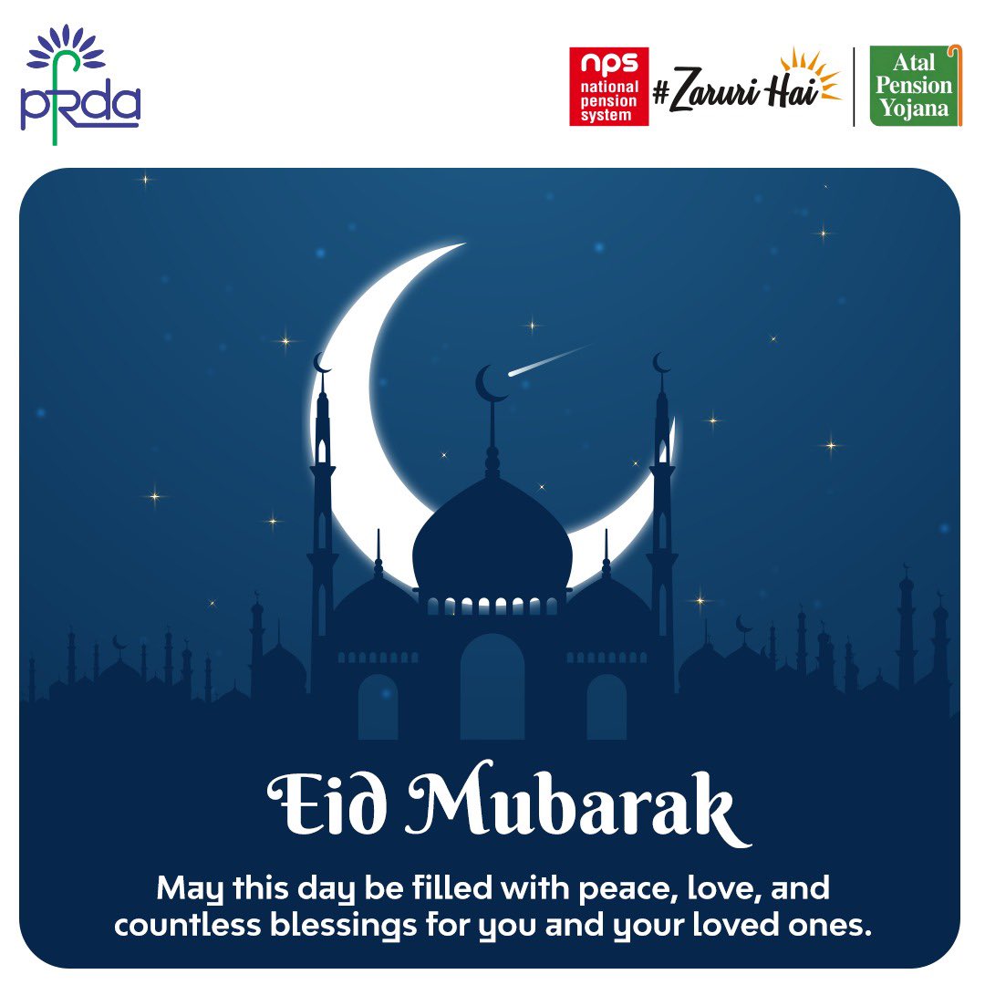 Eid Mubarak! 🌙

#PFRDA #APY #atalpensionyojana #EidAlFitr2024 #Eidmubarak2024 #EidMubarak