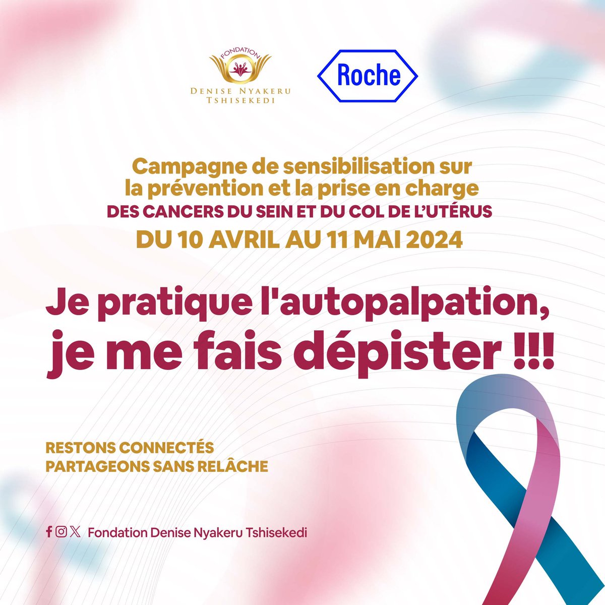 ‘’ C’est Octobre en Avril ! ‘’ La Fondation Denise Nyakeru Tshisekedi et la firme pharmaceutique Roche s’engagent dans une campagne de sensibilisation sur la prévention et la prise en charge des cancers du sein et du col de l’utérus. Ensemble, parlons et agissons pour un…