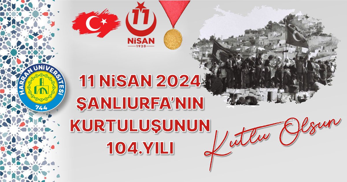 Şanlı tarihimizi yeniden yazan tüm kahramanlarımızı minnet ve rahmetle anıyoruz. 

#11Nisan Kurtuluş Bayramımız kutlu olsun.

#ŞanlıurfanınKurtuluşu

#ŞanlıSehir104Yaşında 🇹🇷