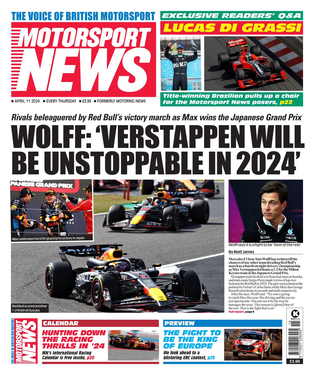 In MN out now we have the latest on #F1 from Japan, we preview what promises to be a thrilling @FIAERC season, and Formula E star @LucasdiGrassi answers your questions. Get your copy here: shop.kelsey.co.uk/single-issue/m… Or see where MN is stocked near you here: seymour.co.uk/storefinder/