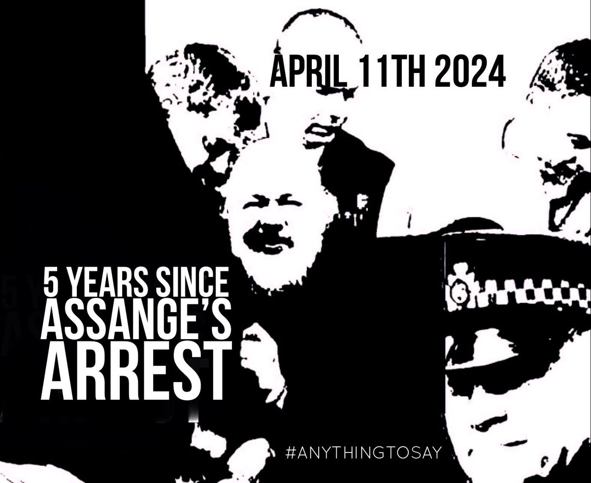 5 anni fa, #Assange è stato “rapito”. Da 5 anni, segregato a #Belmarsh. Quanto tempo ancora ci vorrà per comprendere che rivelare crimini, non è un crimine? @FreeAssangeNews