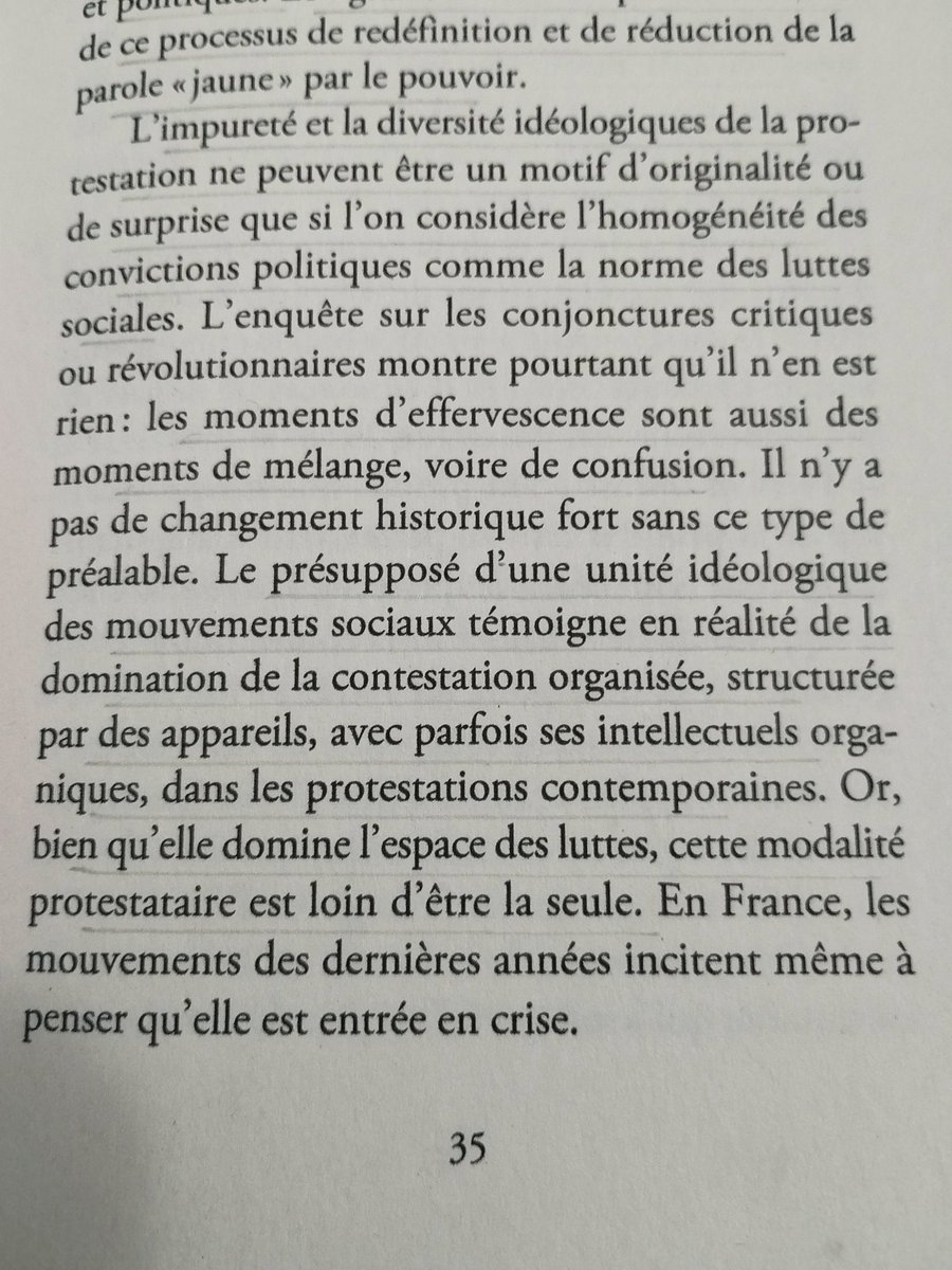 Passage essentiel du livre sous le titre : la destitution de la gauche du 'mouvement social' ? Extrait, In forum, Laurent Jeanpierre, 2019.