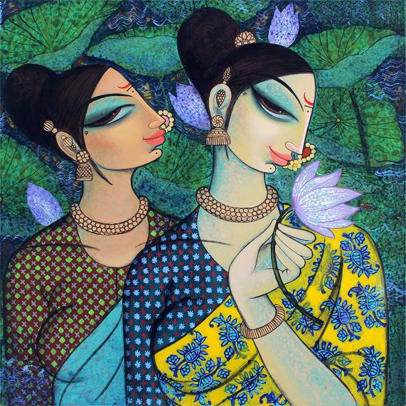 Two Friends tinyurl.com/2dzckbw8 #VarshaKharatmal #paintingbyVarshaKharatmal #VarshaKharatmalpainting #Indianartist #artistsfromIndia #Indianart #artgallery #Indianartgallery #artgalleryinInda #onlineartgallery #investinart #Eikowa #Eikowaart #Eikowaartgallery