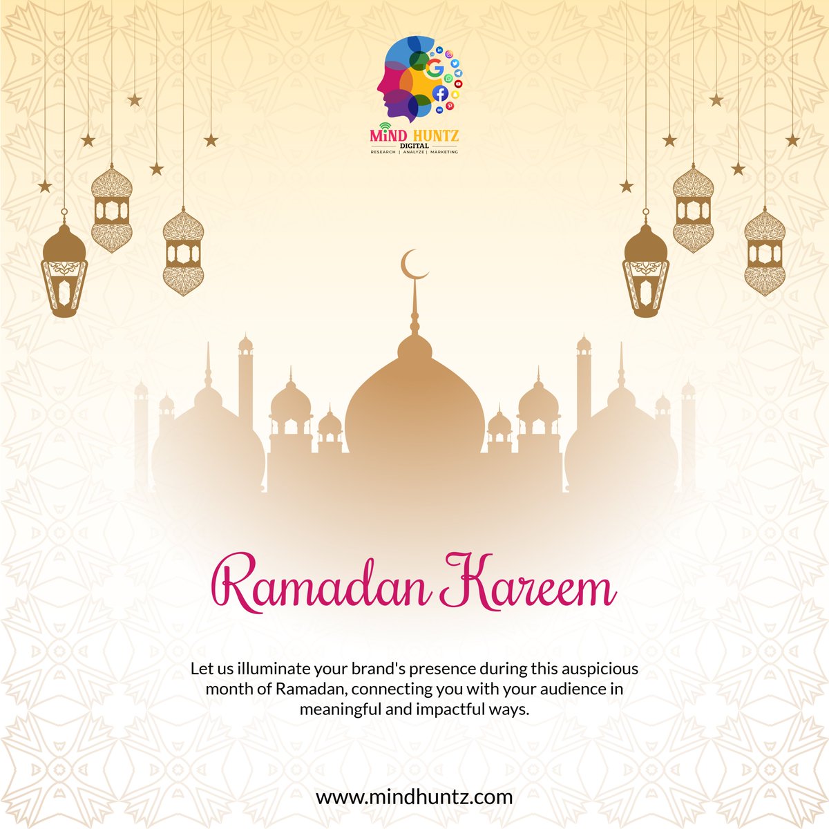 MindHuntz's tweet photo. 🌙 Ramadan Mubarak! 🌙

Join us at Mind Huntz #DigitalMarketing as we celebrate the spirit of Ramadan. Let's connect through compassion, empathy, &amp; impactful campaigns. Together, let's spread messages of unity &amp; positivity while supporting those in need. #RamadanMubarak to all! https://t.co/DPY8QfikXq