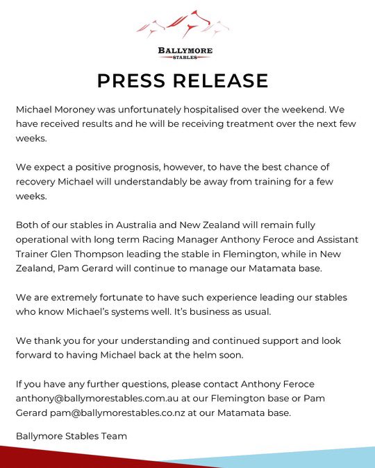 Ballymore Stables Press Release