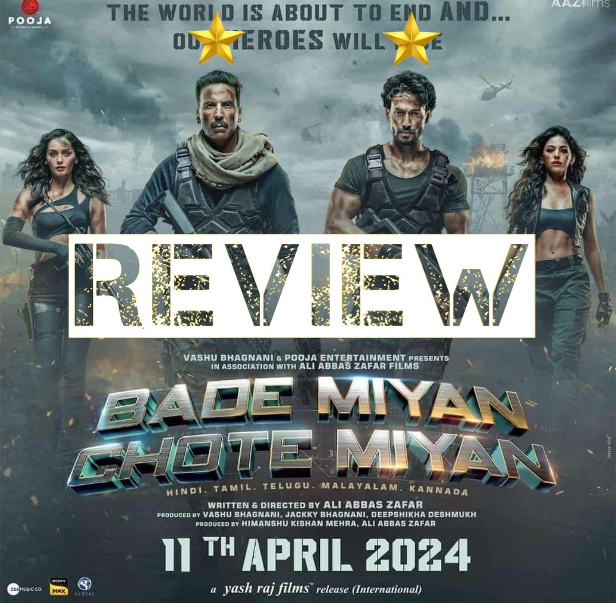 FilmyHobbies's tweet photo. Movie Review : #BMCMReview 
My Word Review is a : Average 

#BMCM is a such a Average Movie in this story totally Dull and Casting Average But Dialogue Superb and BGM Hit  #AkshayKumar Better But #TigerShroff Disappointed 😞 

#BadeMiyanChoteMiyan #Eid2024 https://t.co/mUSpkRhDPA