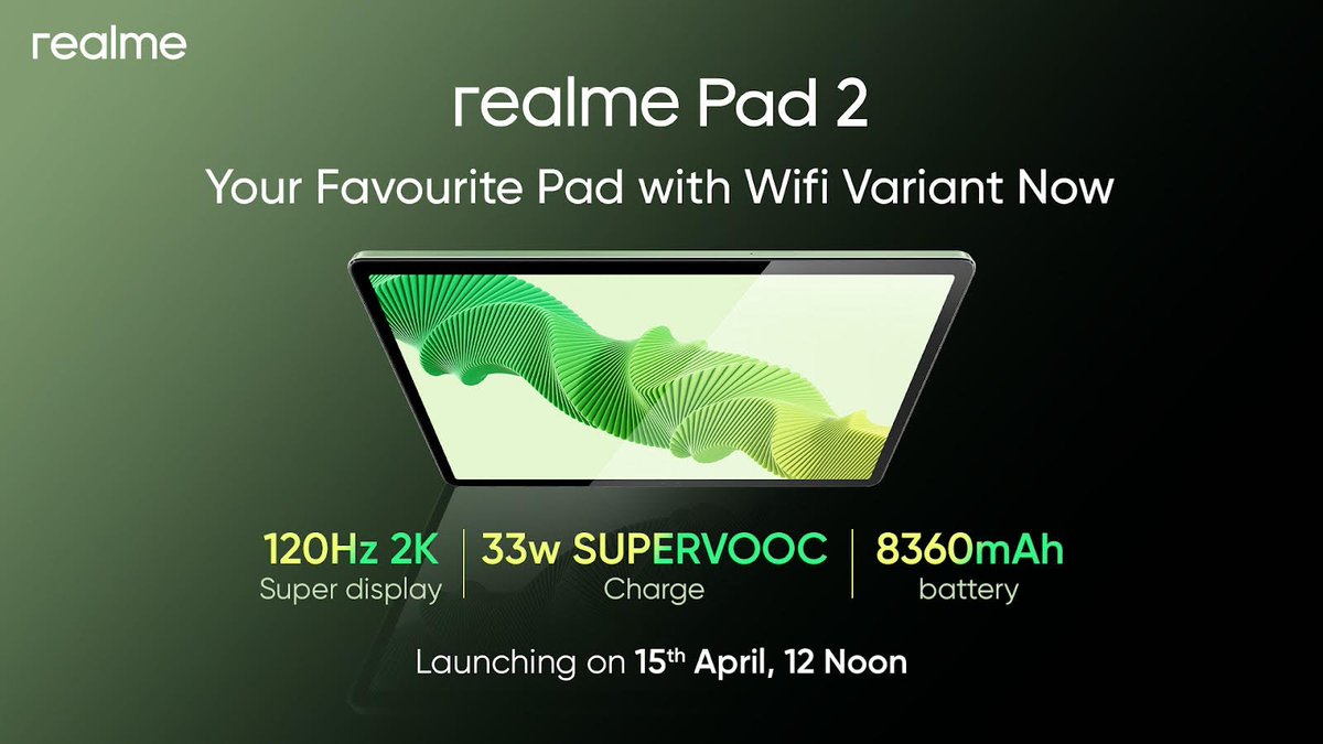 Realme Pad 2 WiFi variant launching with the Realme P1 series on April 15 in India

#Realme #RealmeP1 #RealmeP1Pro #RealmePad2