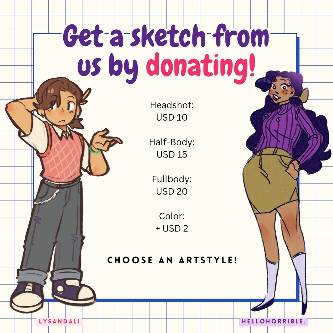 lysa_ndali's tweet photo. [shares are appreciated]

Hai hai! Not fandom related but @helloh0rrible and i are looking for any amount of donations to help us get to dumaguete and pitch our short film! You can also get a sketch from us if you donate hehe ✨

kofi: https://t.co/G76a8RltKV
gcash: 0906 475 6560 https://t.co/WaRgaWsEfO