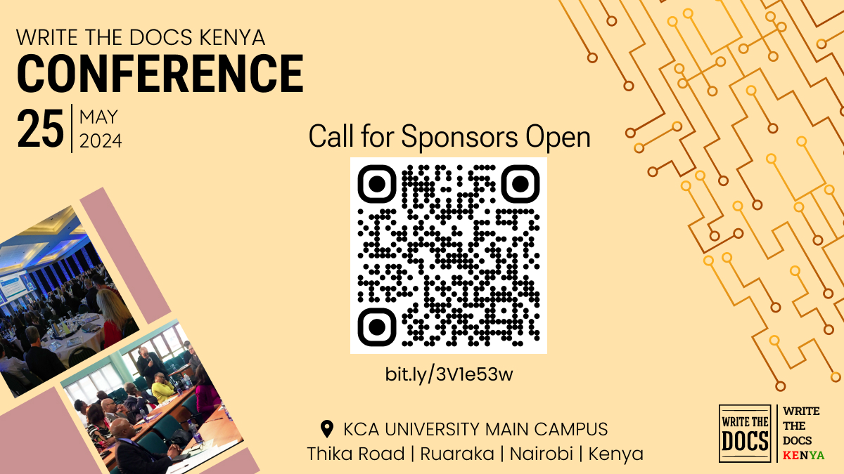 Exciting News Alert! 🎉 We're ecstatic to kick off our Sponsorship Invitation 🚀 Are you eager to spotlight your brand and back the tech documentation community? Come aboard for an unforgettable event. Let's unite to create an impact 📝 #WTDKenya #WritingCommunity