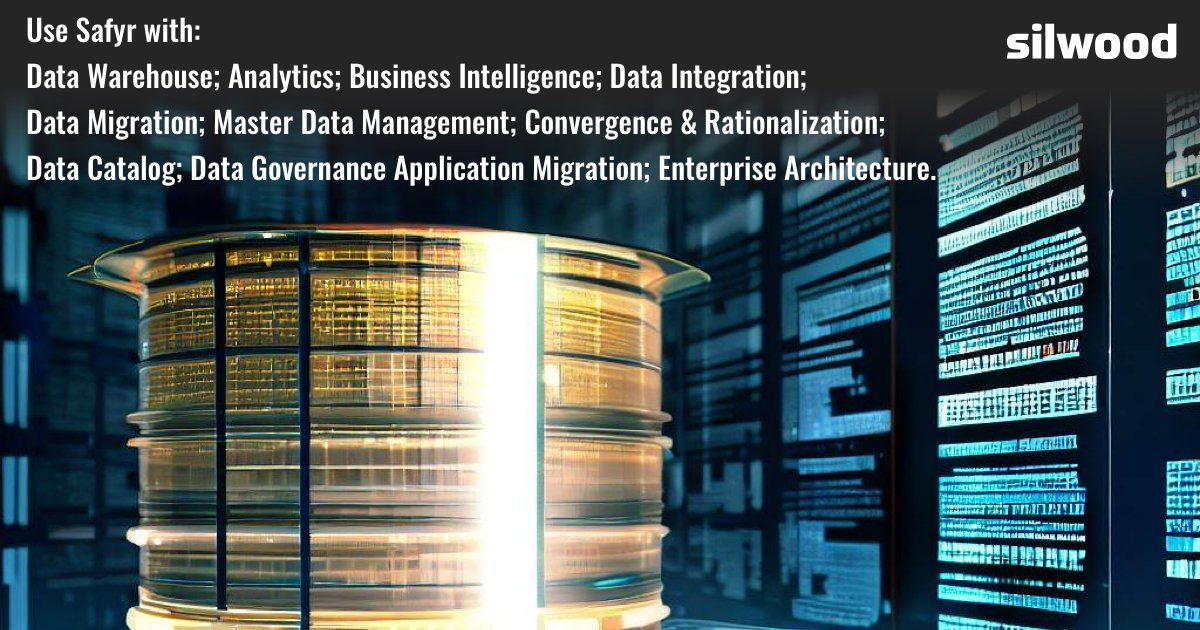 Use Safyr with: Data Warehouse; Analytics; Business Intelligence; Data Integration; Data Migration; Master Data Management; Data Catalog; Data Governance Application Migration; Enterprise Architecture projects ow.ly/LiHO50R8eBY