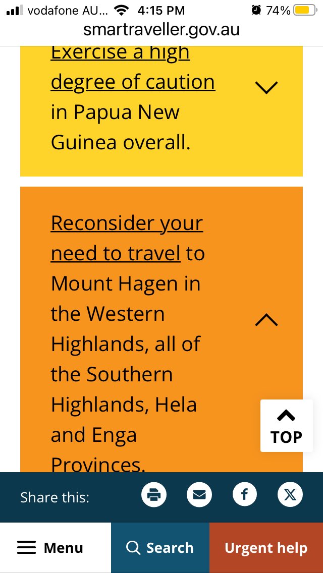 @tambijr_4rmPNG Perhaps when Australia’s official travel advice for PNG, Enga and other Highlands areas is updated. Still “reconsider your travel”.