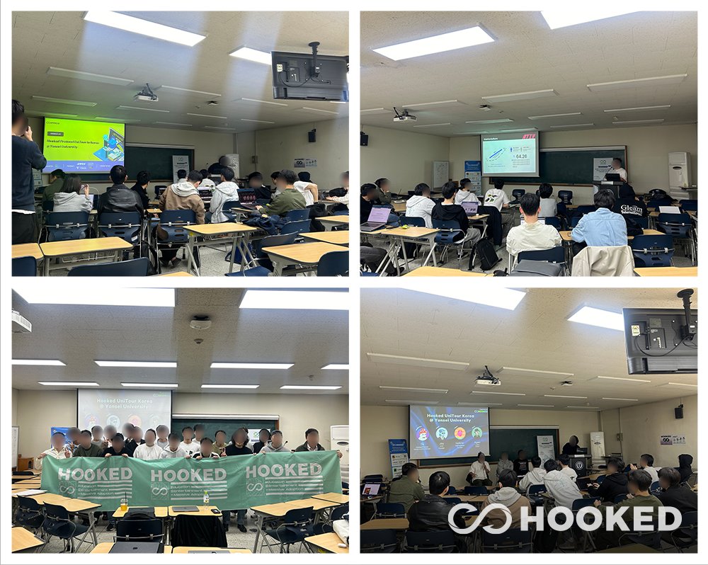 #NewEraofHOOKED #HookedUnitour

🌟Hooked 2.0: 연세대학교에서의 Web3 혁신, 연세대 블록체인 학회 @BlockchainatYU와 협력하여 4월 4일 열린 Hooked Protocol UniTour는 블록체인에 헌신하는 이들이 미래 기술의 비전을 공유한 찬란한 순간으로 남았습니다.

🔍이벤트에 대한 더 깊은 세부 정보를…