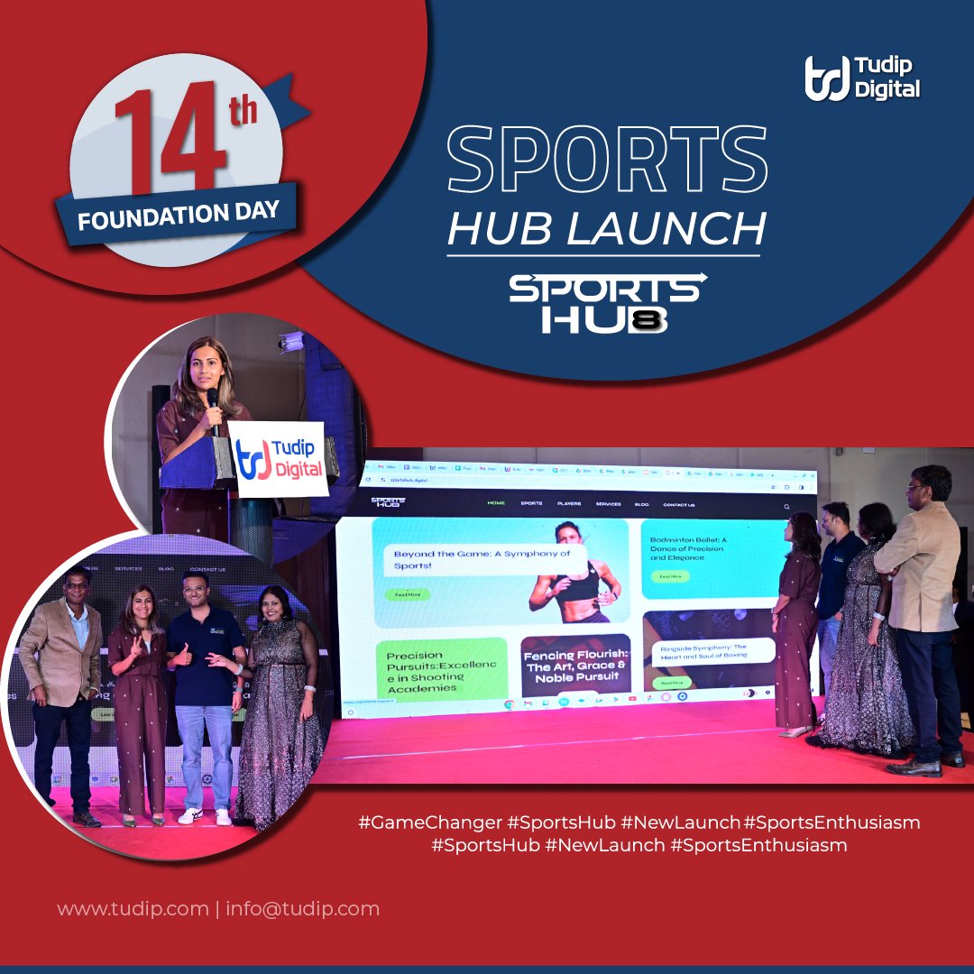 On the 14th Foundation Day, Tudip Launched Sports Hub - a portal dedicated to the sports community! @HeenaSidhu10, ace Indian Shooter, did the honors and applauded this noble step taken by Tudip!

#GameChanger #SportsHub #NewLaunch #SportsEnthusiasm #LaunchDay #SportsWebsite