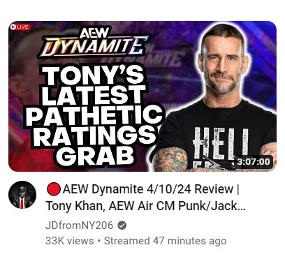 TheEWZine's tweet image. HA HA HA😹
Even that fake new yorker that bows before @tonykhan and is afraid of women so makes threats at them [@jdfromny206 ] saw the whole All In thing as bullsh*t and waste of time.
Hilarious. Pathetic sees pathetic and JD calls it out.
#aewdynamite #CMPunkwasright