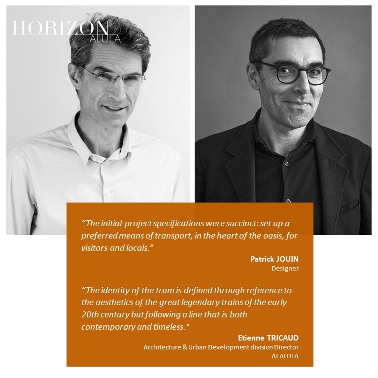 [HORIZON ALULA #5 📰] Patrick Jouin and Etienne Tricaud have co-designed the #AlUlaTramway that will serve #AlUla's main tourist centers. In a joint interview, the two designers share the genesis of the project and its inspirations 👉 miniurl.be/r-5clf