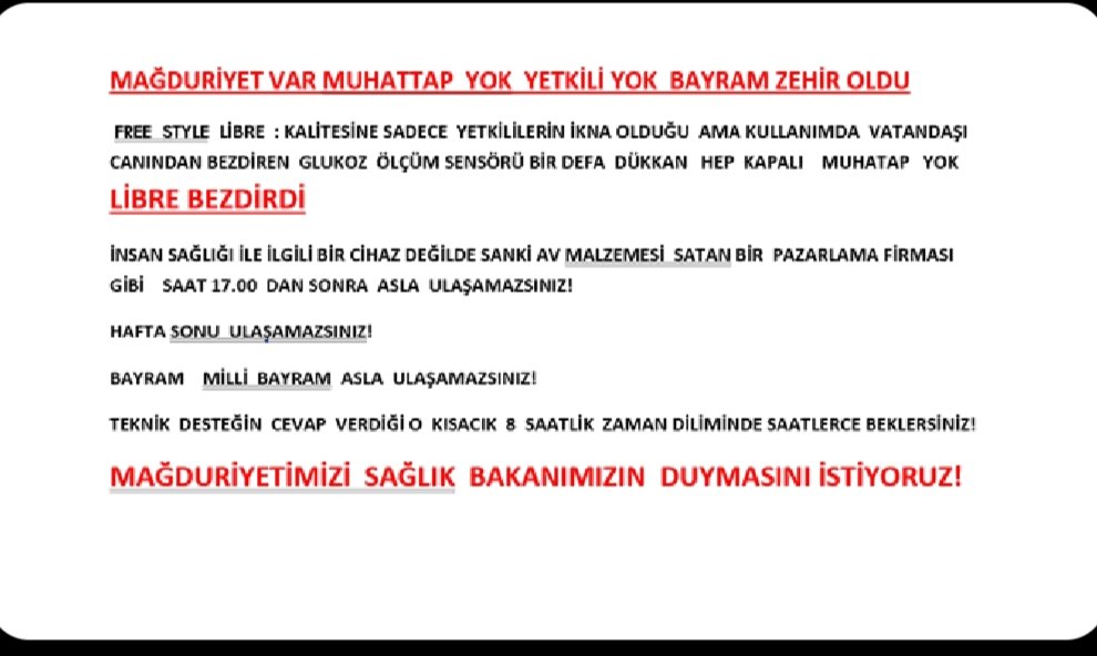 SelimeHenden's tweet photo. BAYRAMDA  SENSÖR  HATASI YÜZÜNDEN BİNLERCE ÇOCUK  MAĞDUR OLDU SESİMİZİ DUYAN VARMI?#parmağımdelinmesin
@anadoludiyabet @SEYDAYI90036148 
@RTErdogan
@drfahrettinkoca
@MahinurOzdemir
@isikhanvedat
@mansuryavas06 
@MHP_Bilgi
@herkesicinCHP https://t.co/kI1zh0Y11N