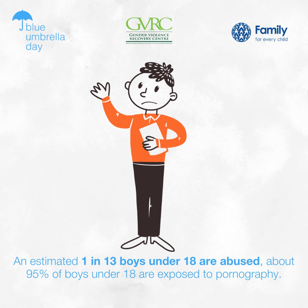 Did you know that 1 in 13 boys experience sexual abuse? These experiences have long-term negative consequences for boys’ health and well-being. #BlueUmbrellaDay #UnitedForBoys #FamilyForEveryChild @FFEveryChild @denmarkinkenya @undugu_kenya @Pendekezo_Letu