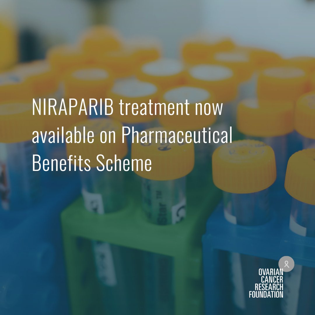 Niraparib is now available to newly diagnosed Homologous Recombination Deficient (HRD) #ovariancancer patients through the Pharmaceutical Benefits Scheme (PBS) as a first-line maintenance therapy. Read more: bit.ly/43RqIR5