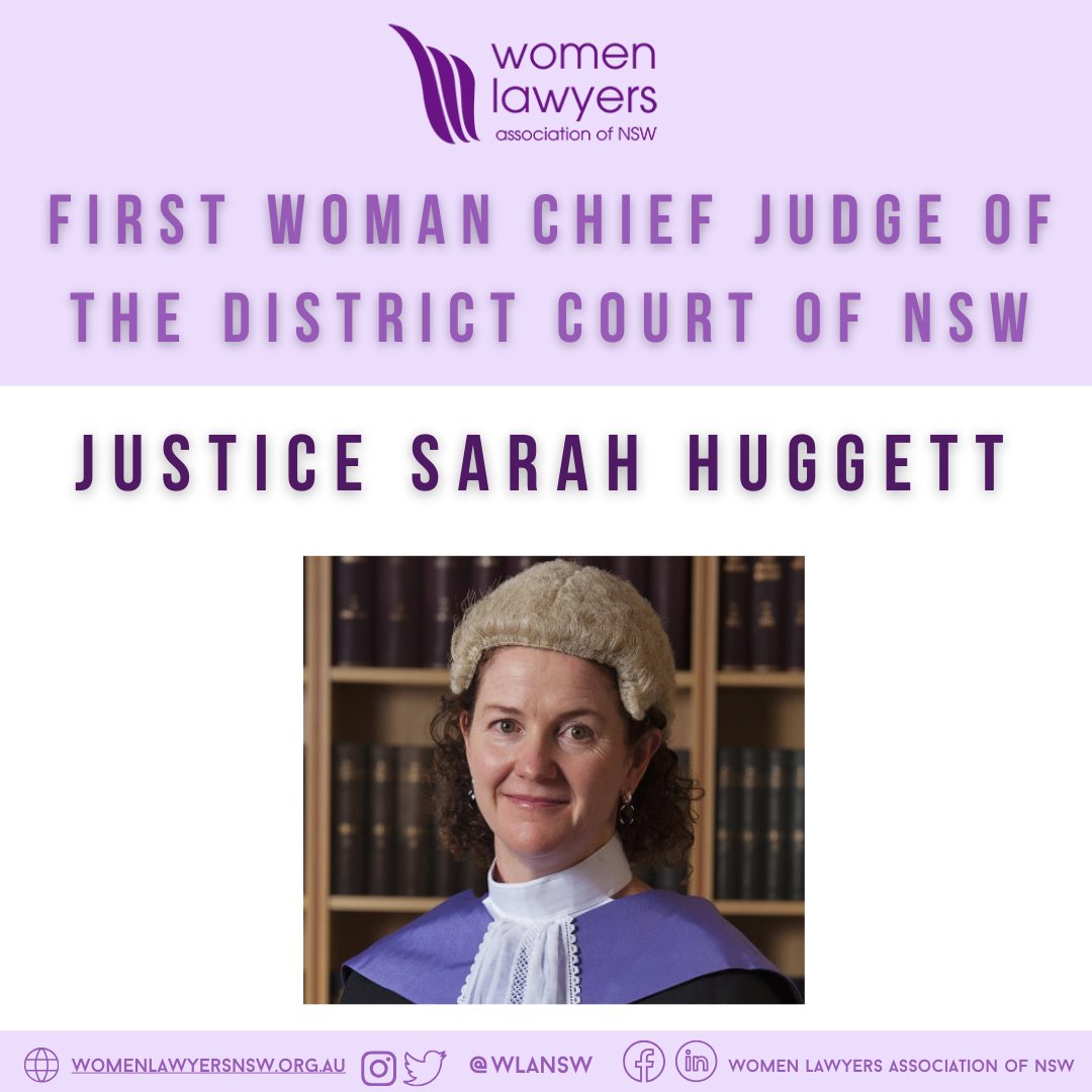 Congratulations to Her Honour Justice Sarah Huggett who has been appointed as the first woman Chief Judge of the District Court of New South Wales!

#womenlawyers #womeninlaw #law #womenjudges #judges