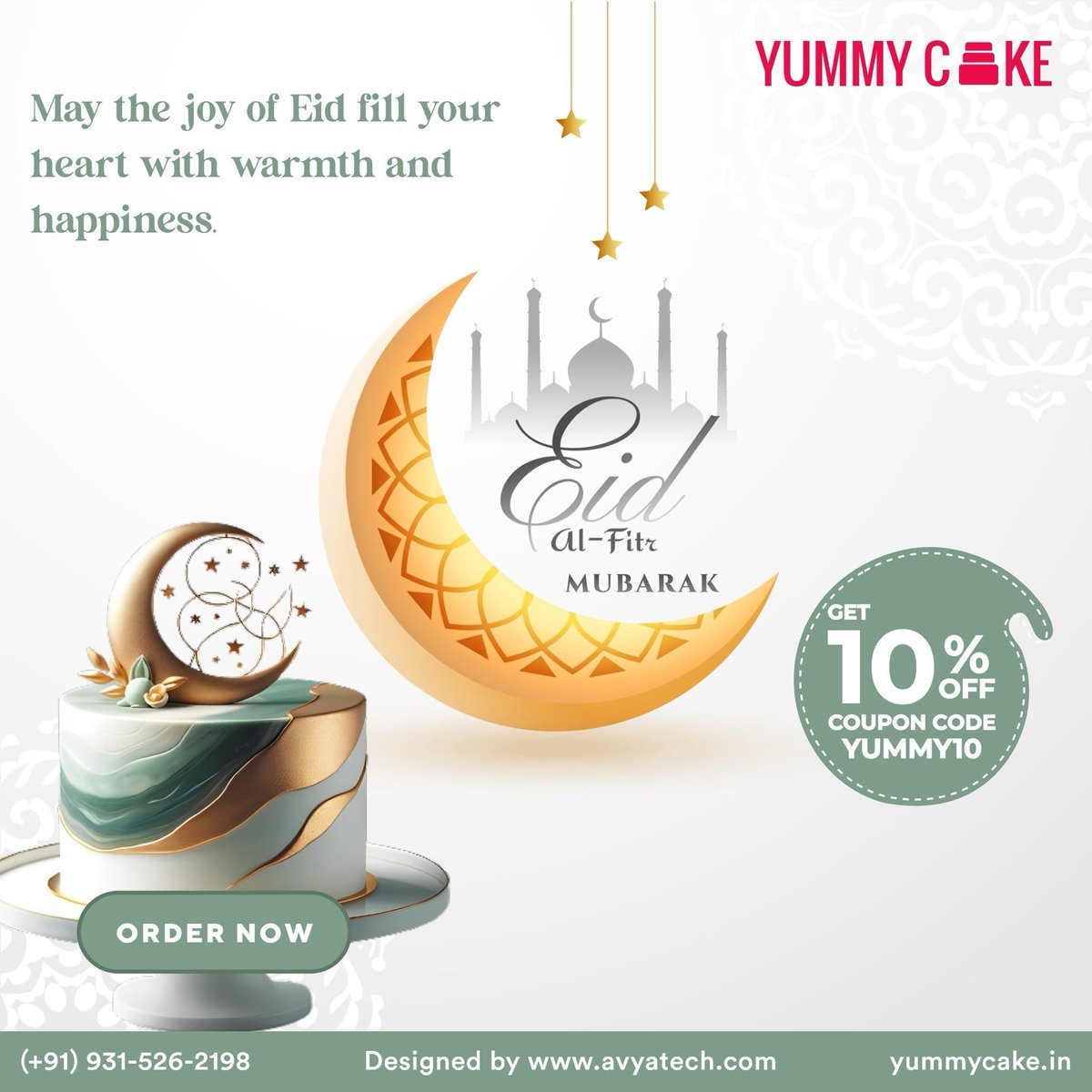 YummyCakesDelhi's tweet image. Eid al-Fitr brings a message of joy, peace, and togetherness. Celebrate the sweetness of this auspicious day with YummyCake's delightful treats. Order now and enjoy 10% off to make your festivities even more delicious! 🌙✨ 

#eidmubarak #yummycake #delicious #sweet #treat