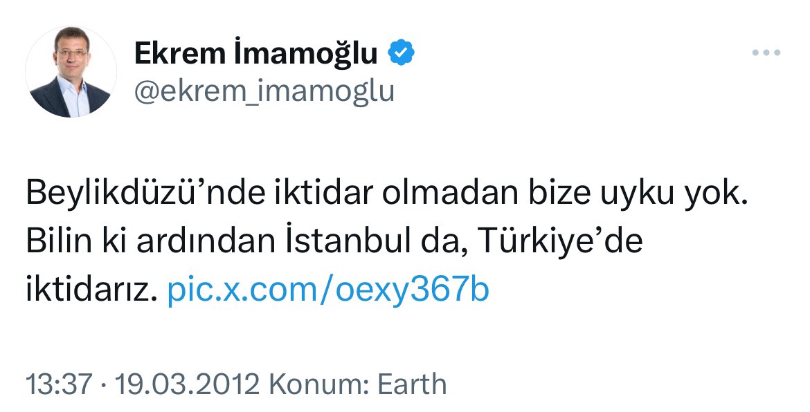 ✍️Ekrem İmamoğlu’nun, The Economist’te yayımlanan makalesinden: 

🔹Bir sonraki cumhurbaşkanlığı ve parlamento seçimlerine doğru ilerlerken, yerel düzeydeki değişiklikler ulusal düzeyde daha geniş değişikliklerin temelini oluşturacak

Beylikdüzü : ✔️
İstanbul : ✔️✔️
Türkiye : ⏳