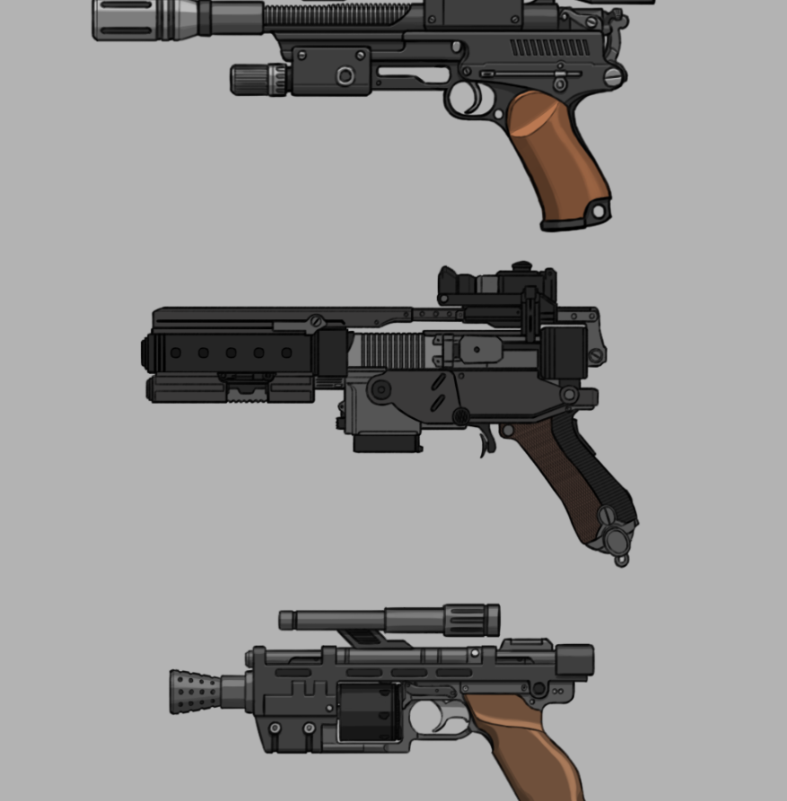 sidearm for the mando comm, the 'Mentor' blaster from that Star Wars 1313 Jango Fett game that was in development before the Disney purchase