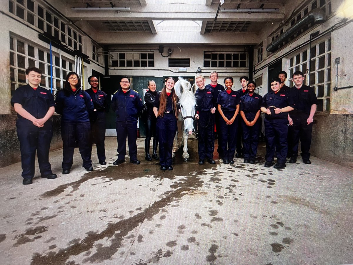 @LFBFireCadets visited Bow Mounted Branch this week to learn about fire procedures within the stables and how to put the horses head collar on and safely remove them from their stables.