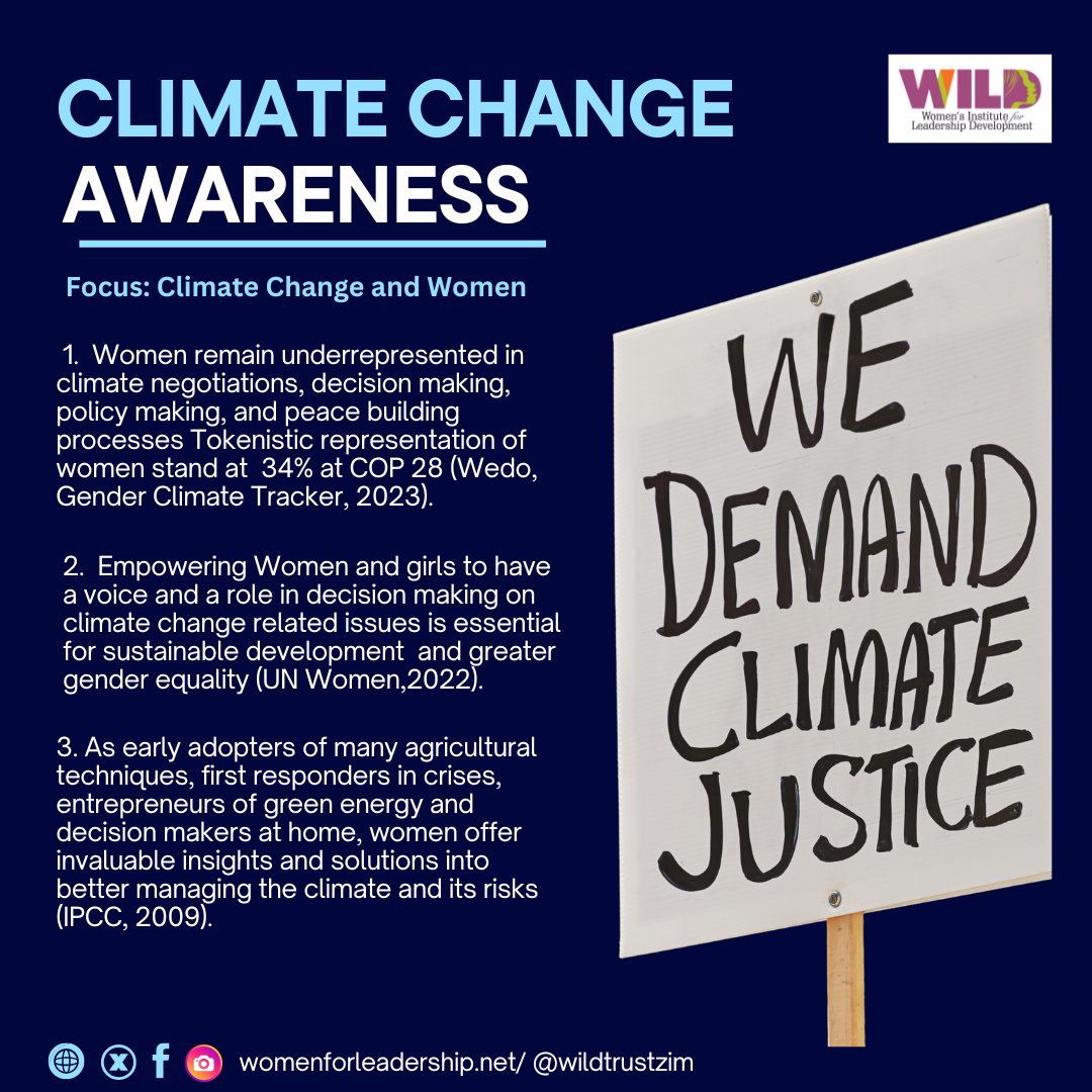 This week's #ClimateChange focus: #Women Women are underrepresented in #climatenegotiations. Yet, women are key changemakers: 🔹They are on the frontlines of climate impacts & have unique solutions. 🔹Empowering women in climate decisions leads to a more sustainable future