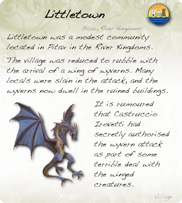 GolarionToday's tweet photo. Littletown, Pitax, River Kingdoms
https://t.co/UgbjcQRid3
#Littletown #Pitax #RiverKingdoms #CastruccioIrovetti https://t.co/J997ufWx4A