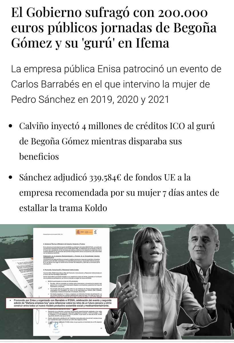 El principal beneficiario de los fondos europeos ha sido Begoña Gómez en España.