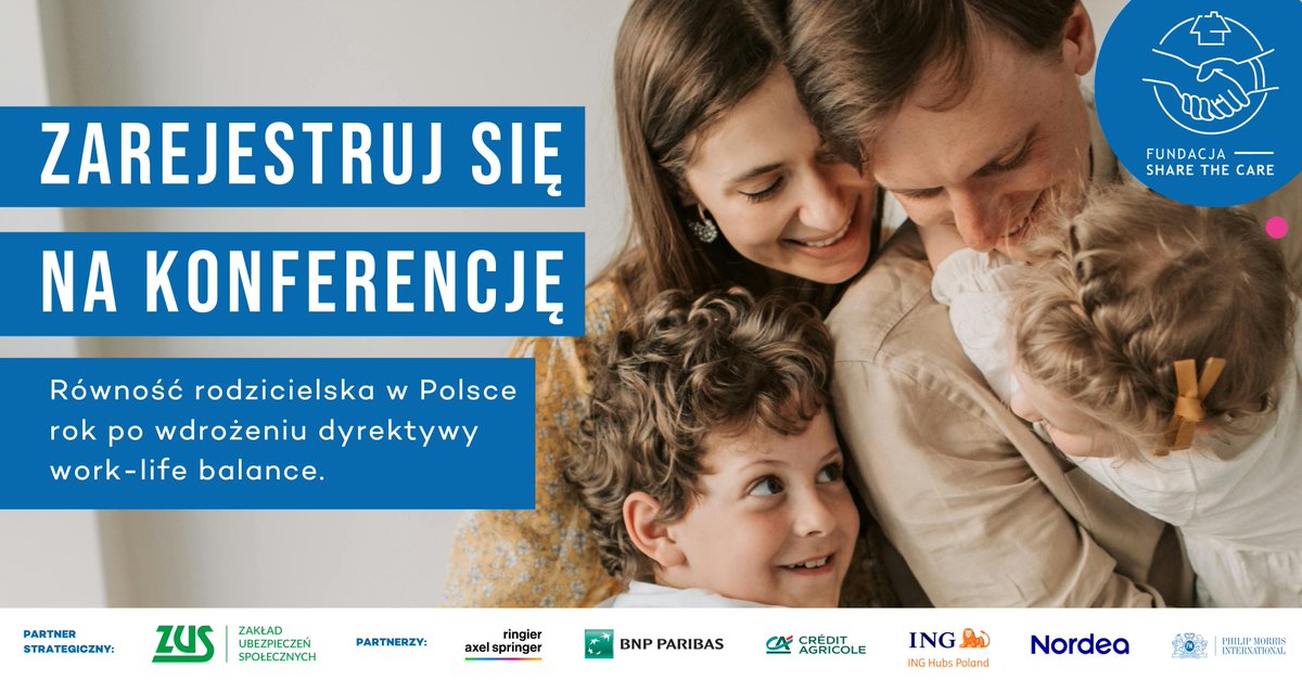 w tym miesięcu mija rok od wdrożenia dyrektywy #worklifabalance w Polsce. Jak wygląda równość rodzicielska w naszym kraju? Zapraszam do dyskusji i uczestnictwa w konferencji. Partner strategiczny <a href="/zus_pl/">ZUS</a>