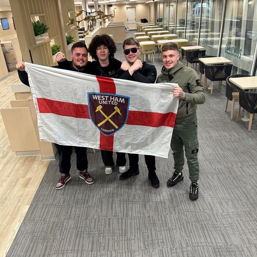 West Ham fans on the 3am ferry heading to Germany this morning. Love it, have a good one lads! 🍻⚒️